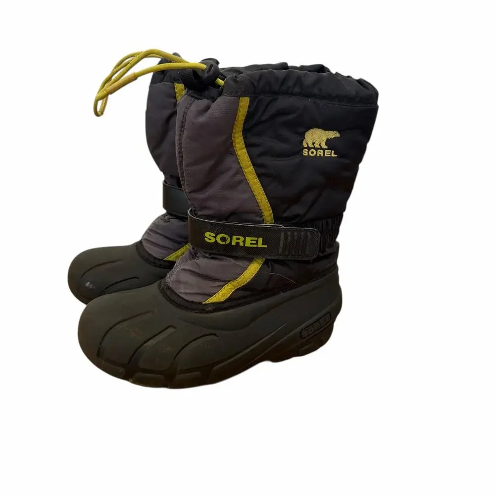 Sorel Black Flurry Insulated Winter Snow Boots Sz 13Y